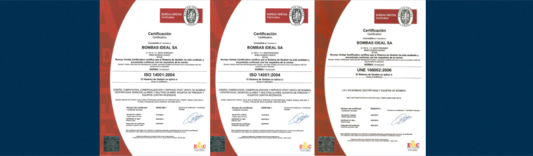 Bombas Ideal Certificates